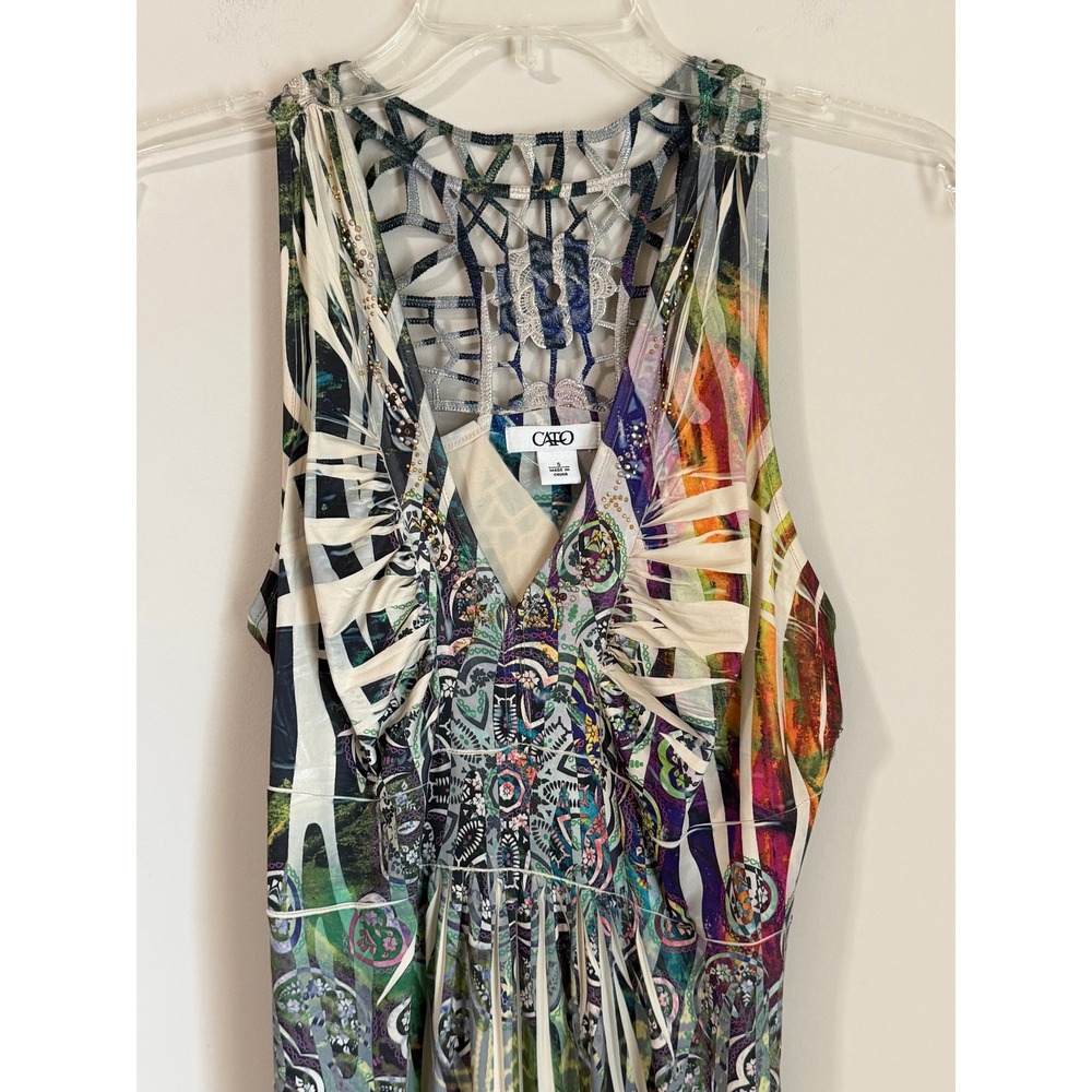 Y2K Cato Dress Women Small Embellished Crochet Back Asymmetrical Fairy Festival - Picture 6 of 11